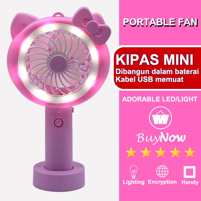 Jual Kipas mini led tangan usb portable charger mini fan led light ...