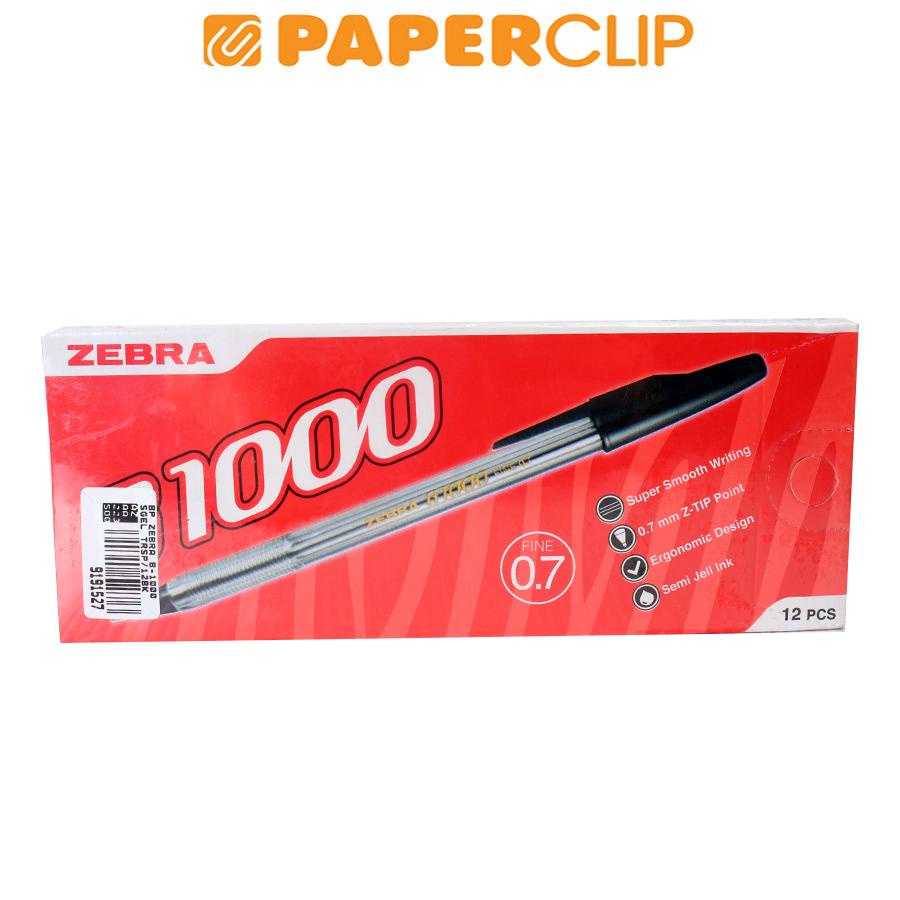 BALLPOINT ZEBRA B-1000 TRANSPARENT ISI 12 HITAM (2)