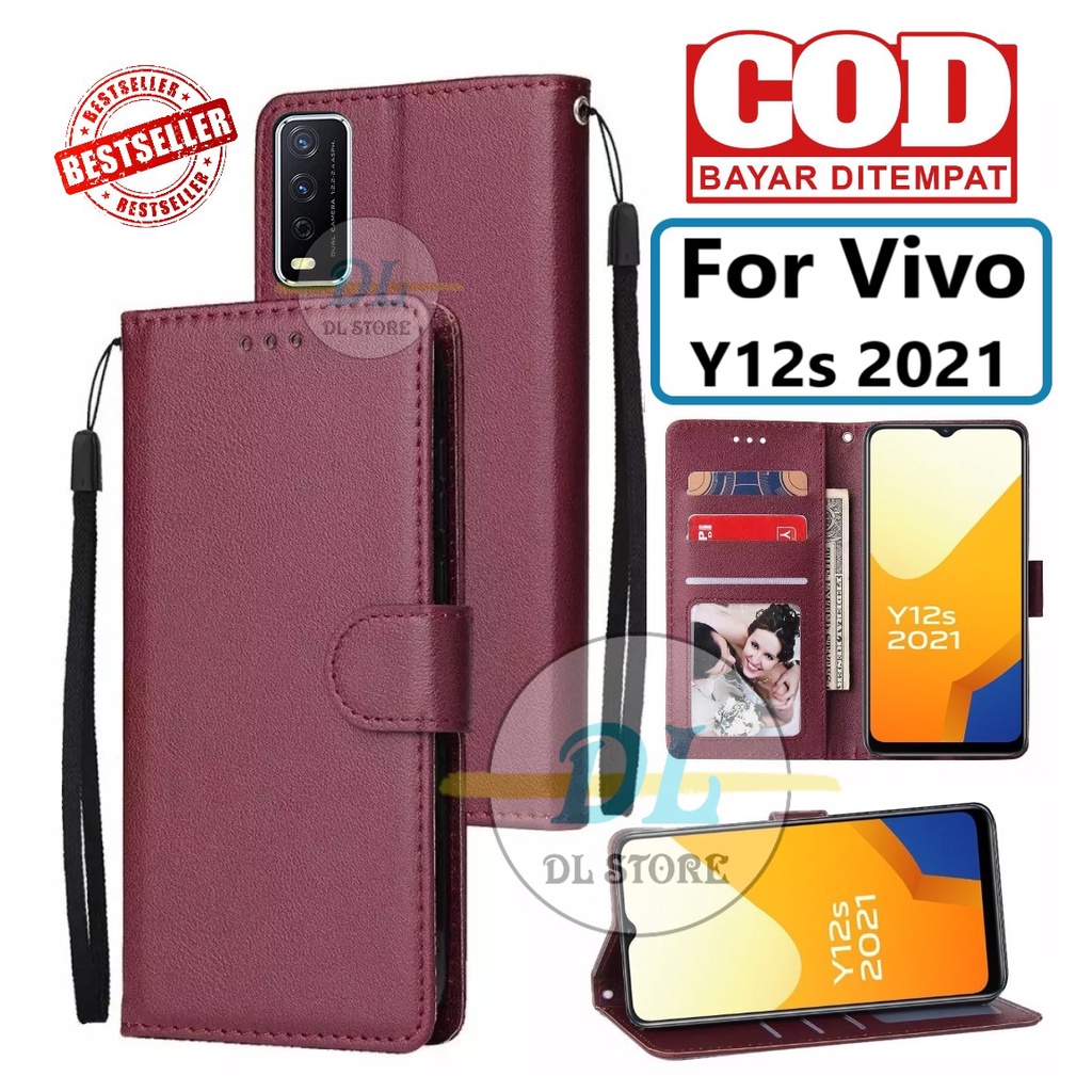 Jual FLIP CASE UNTUK VIVO Y12s 2021 FLIP LEATHER CASE PREMIUM-FLIP