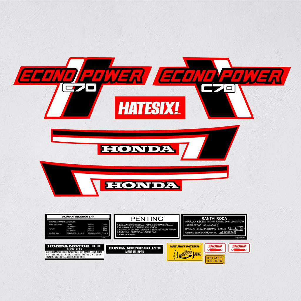 Jual Sticker Stripping Decal Honda Super CUB c70 Hatesix | Shopee Indonesia