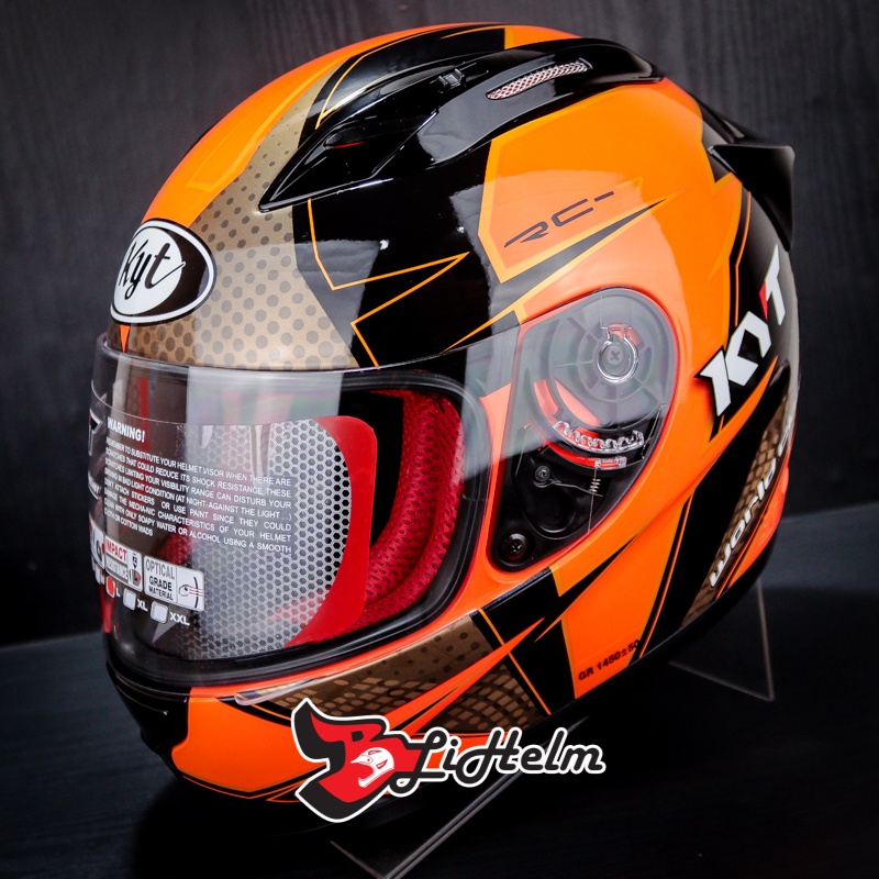 Jual HELM KYT RC SEVEN #16 RED FLUO GOLD BLACK | FULL FACE SNI RC7 ...
