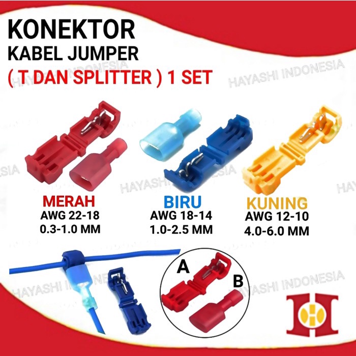 Jual Konektor Kabel Jumper T dan Splitter 1 Set - 20pcs