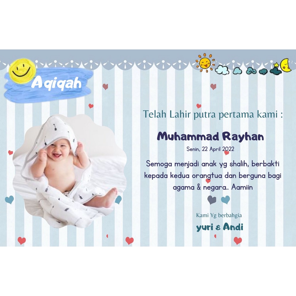 Jual Kartu Ucapan Tasyakuran Aqiqah Kelahiran Anak Bayi | Shopee Indonesia