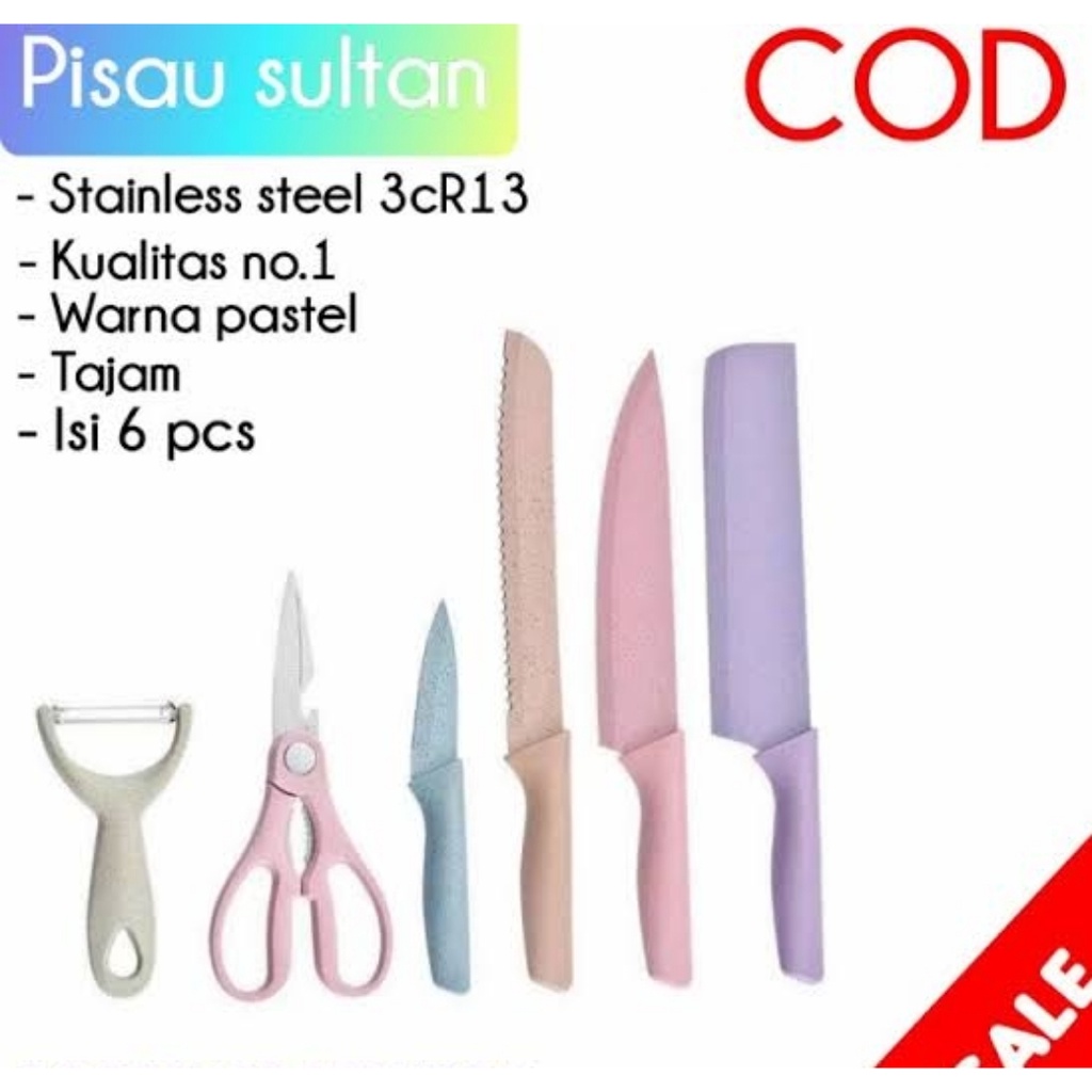 Jual Pisau Set jerami 6in1 gandum elegan cantik pisau colorfull