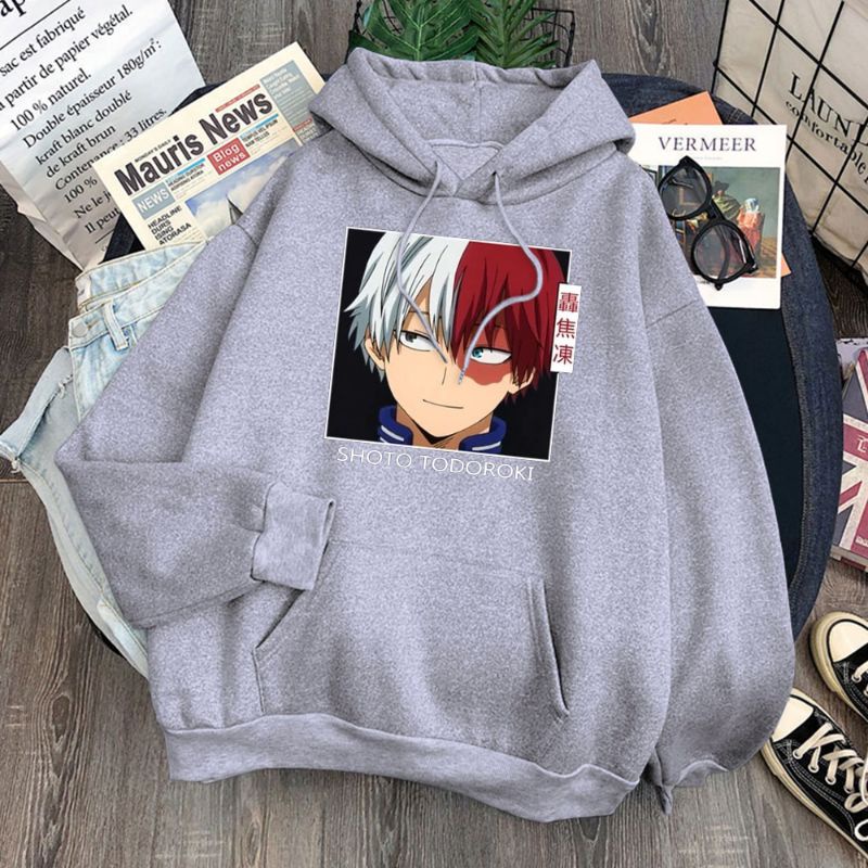 hoodie anime my hero academia SHOTO TODOROKI bahan fleece ready S M L XL  XXL XXXL XXXXL anak tanggung sampai bigsize