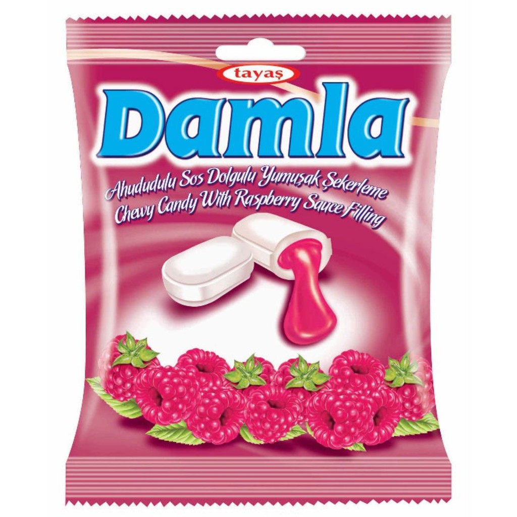 Jual Damla Raspberry Chewy Candy Permen Isi Rasa Rasberi Turkey Import ...