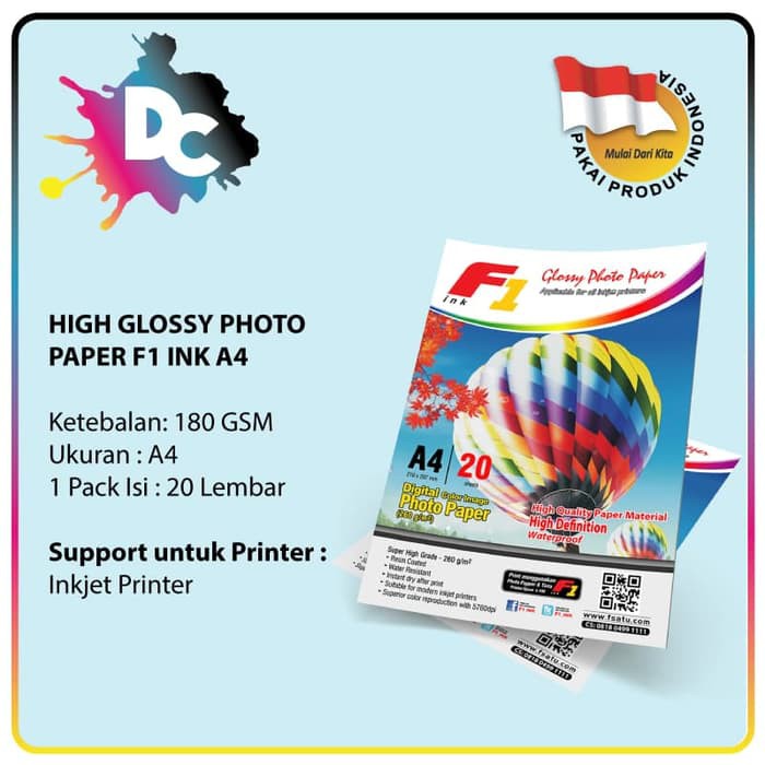 Jual Kertas Foto Glossy Photo Paper 180gr A4 Isi 20 Lembar Shopee