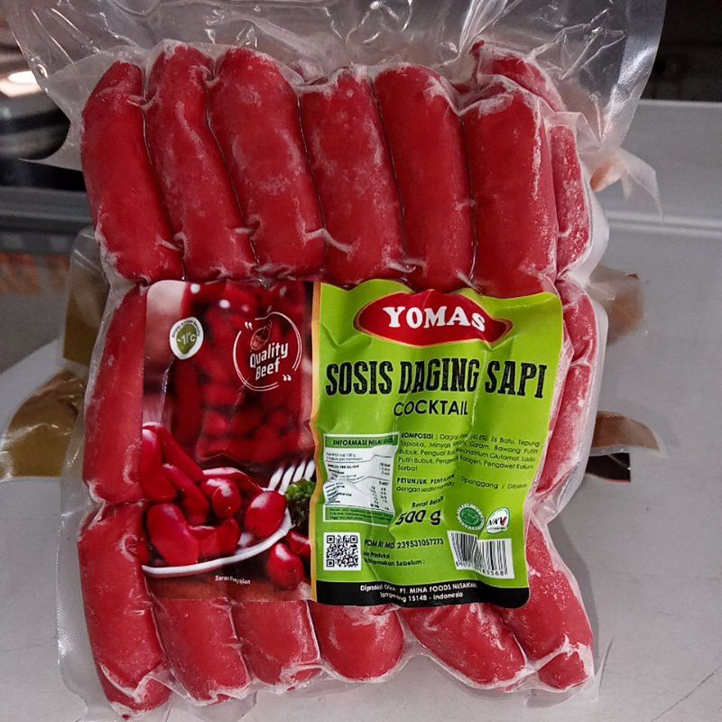 Jual Sosis Sapi Cocktail Yomas 500gr Makanan Beku Olahan Sosis