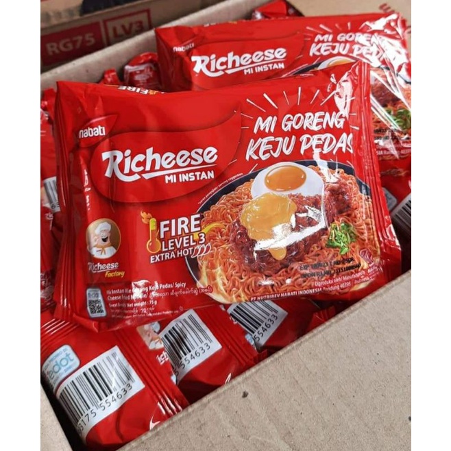 Jual Mie Richeese LEVEL 3 / Mie Goreng Keju Pedas / Nabati | Shopee ...