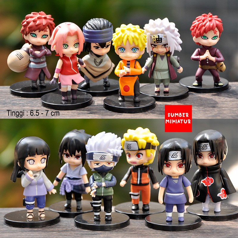Jual Naruto Shippuden Sasuke Kakashi Chibi Set Figure / Pajangan 12 pcs ...