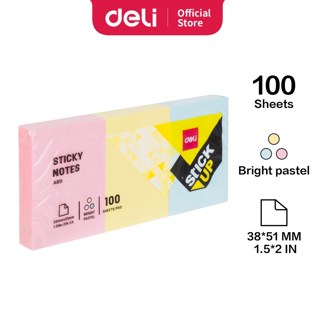 Jual Deli Memo tempel Sticky Notes 38 51mm 1.5 2 100 Sheet EA01103 ...