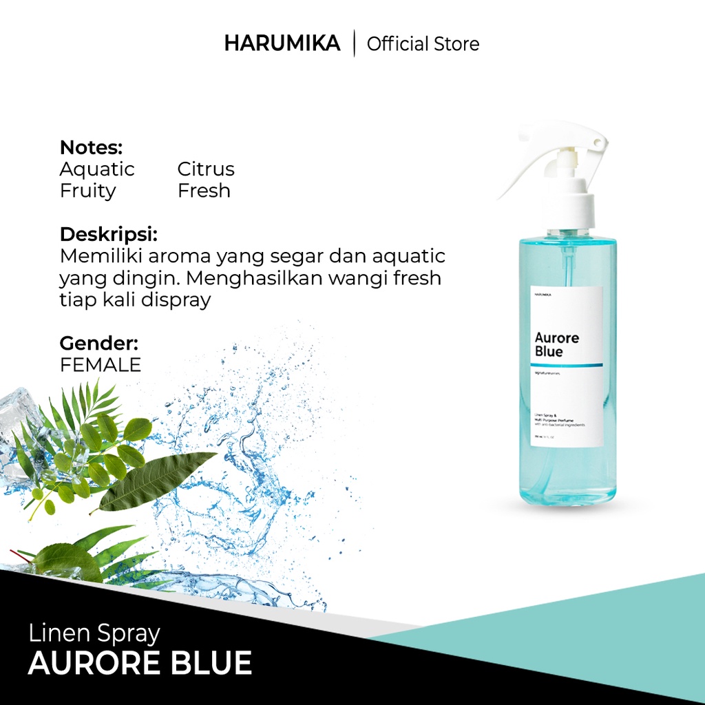Jual HARUMIKA AURORE BLUE 250 ml LINEN SPRAY ANTI BACTERIAL | Shopee ...