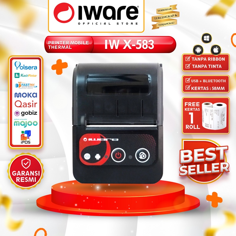 Jual Iware Mobile Printer Bluetooth Thermal Struk Kasir/Ppob 58Mm Iware ...