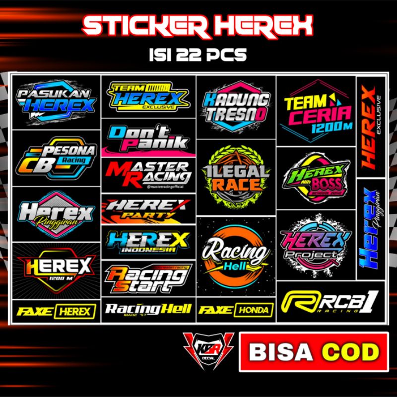 Jual Stiker Racing Herex 1 pack isi 22 Stiker Sponsor Stiker Helm