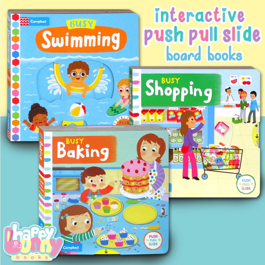 Jual [Campbell] Push Pull Slide Board Books Busy Swimming / Party ...