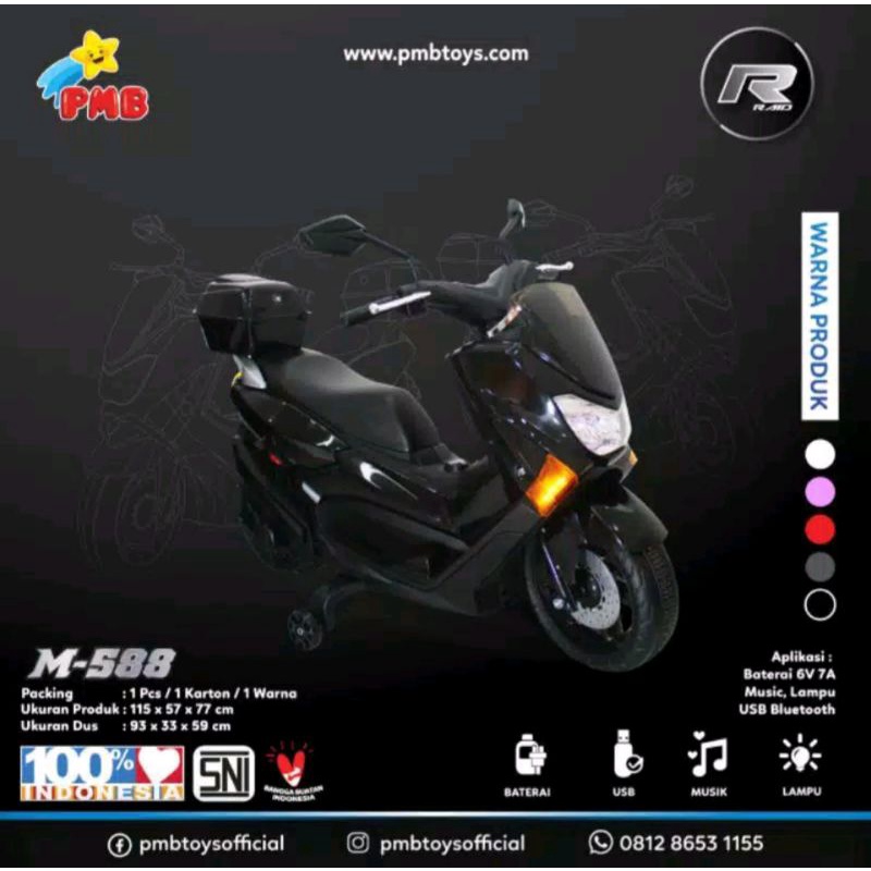 Jual Sepeda Motor Motoran Aki/Mainan Anak PMB 588 Nmax Sepeda Motor Aki