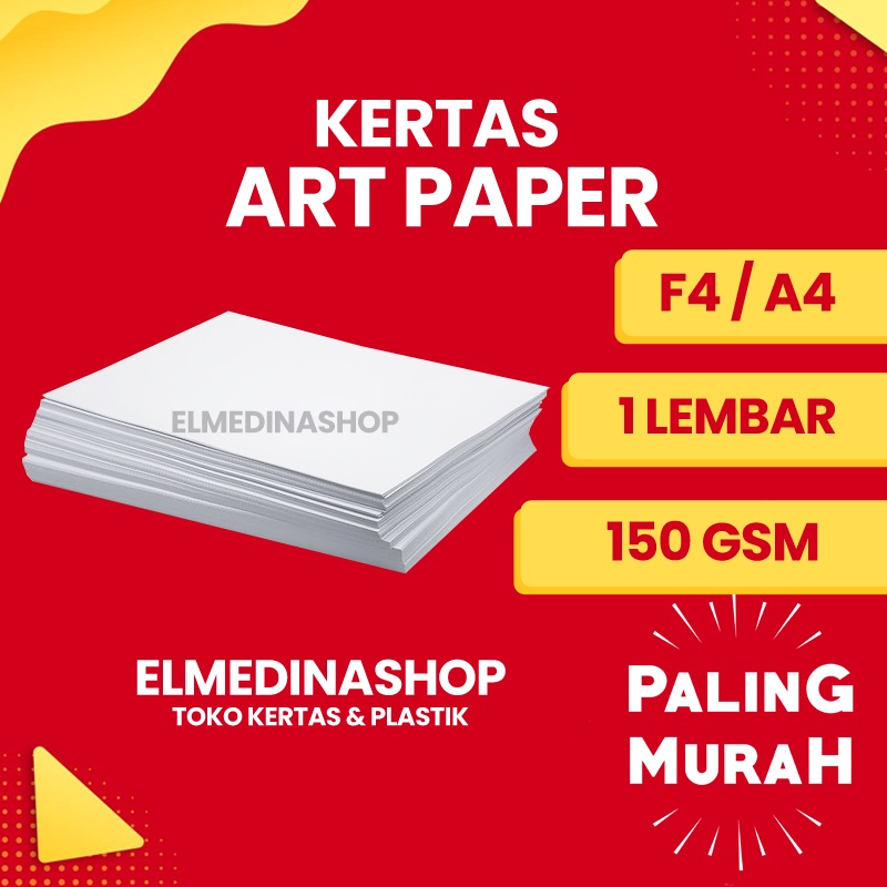 Jual 1 Lembar Kertas Art Paper 150 Gsm F4 & A4 Artpaper Glossy Dua 2