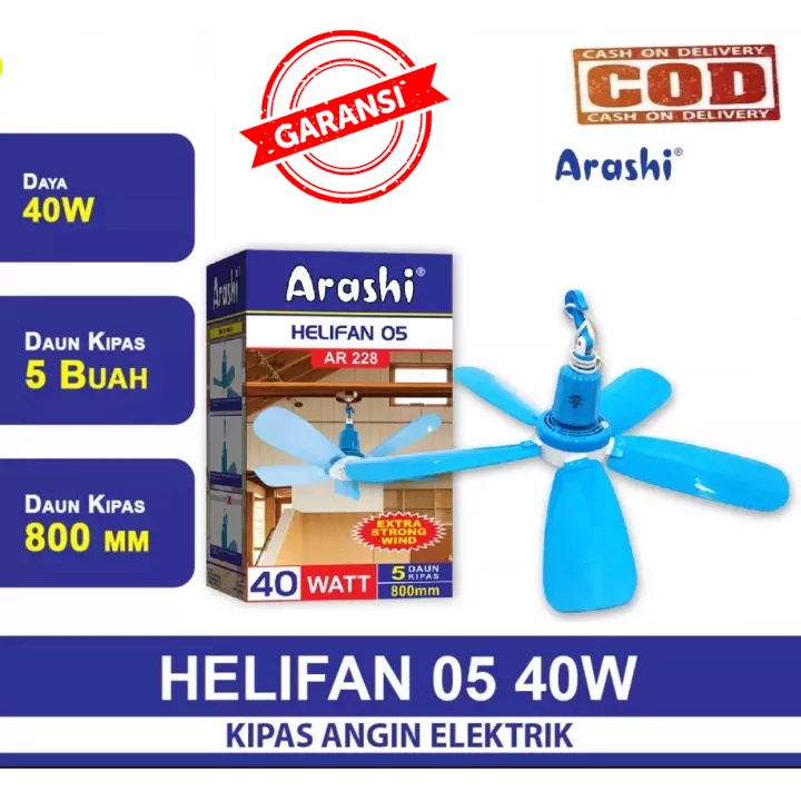 Jual Kipas Angin Gantung Helifan 40 - 800mm 5 Baling Baling | Shopee ...