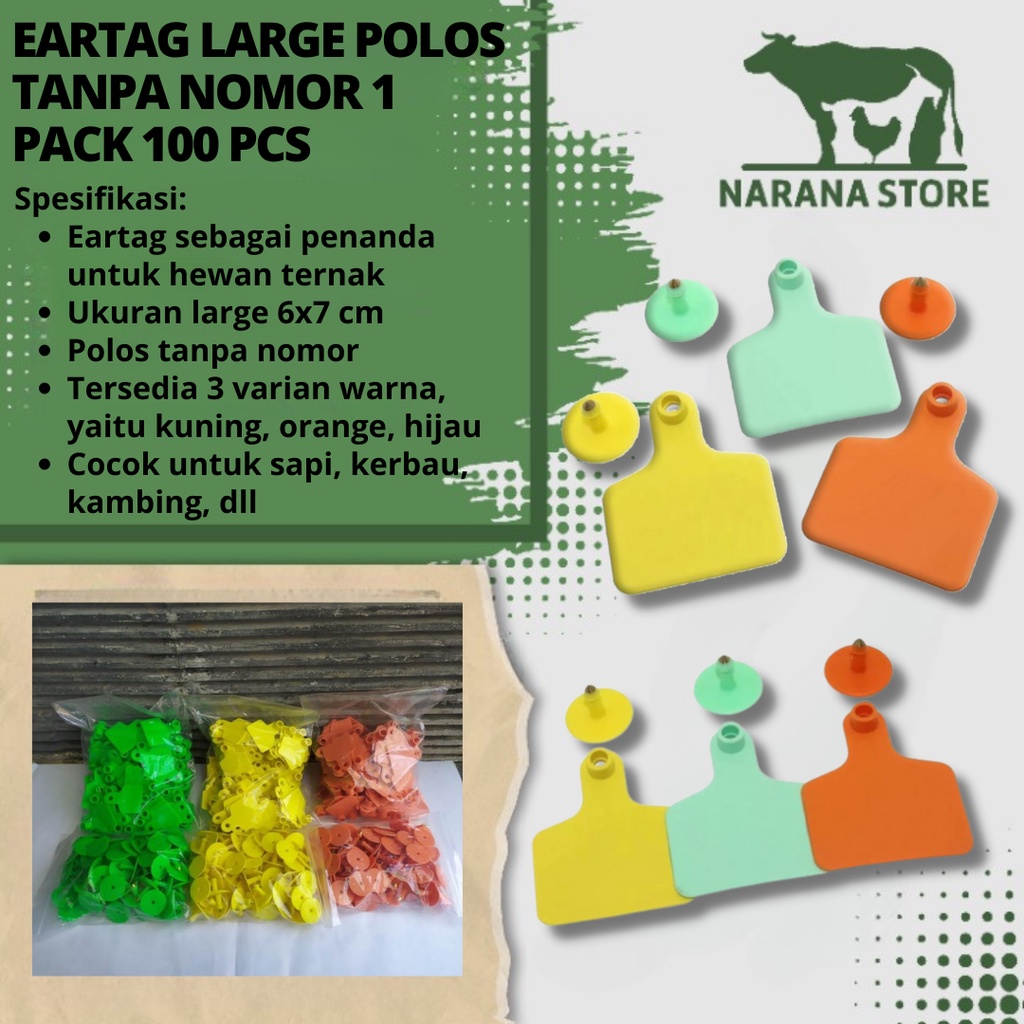 Jual Ear Tag Besar Polos Large Ukuran 6x7cm Ear Tag Sapi Kambing Domba ...