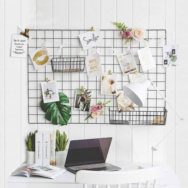 Jual [COD] HIJANG Wire Grid Wall Color Memo Note Foto Organizer ...