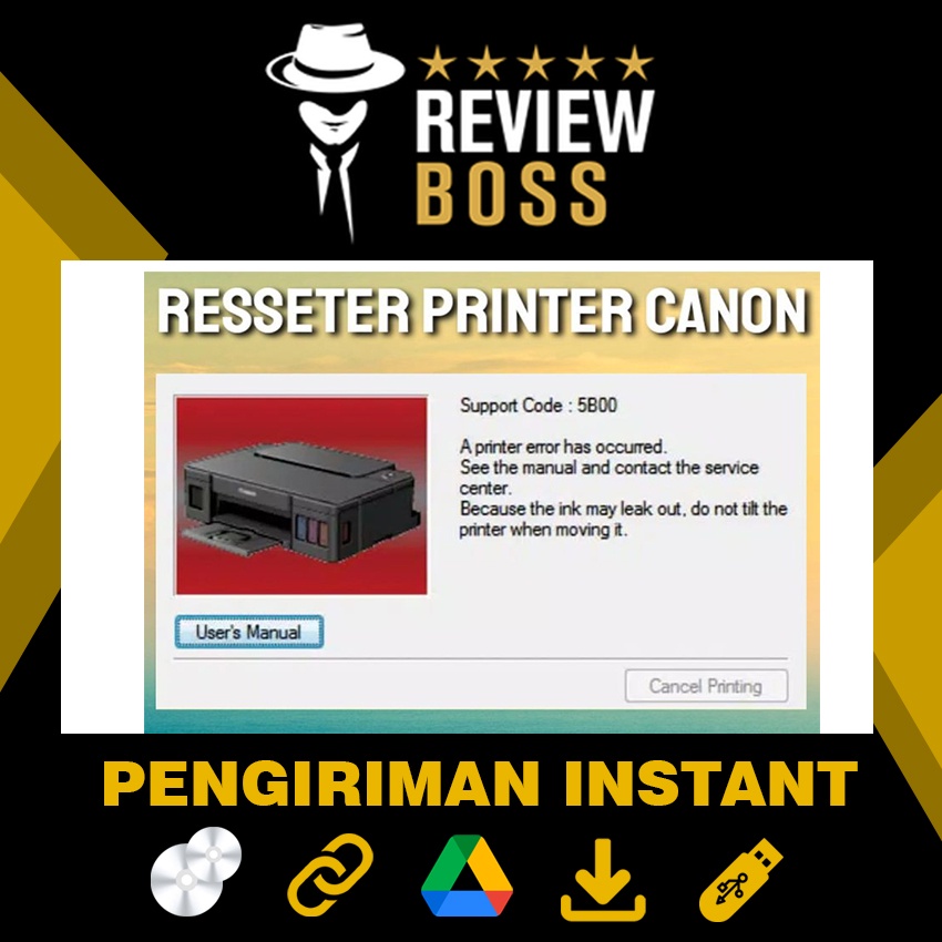 Jual APLIKASI RESET RESETTER RESETER PRINTER PRINT CANON SUPPORT CODE
