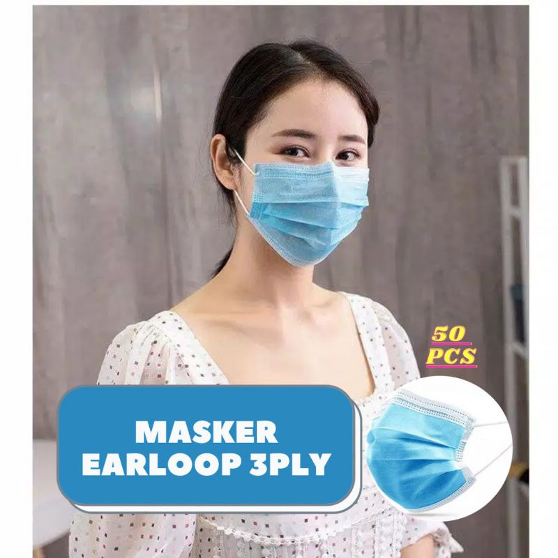 Jual Surgical Face Mask masker 3ply non hijab isi 50 pcs | 1 BOX masker ...