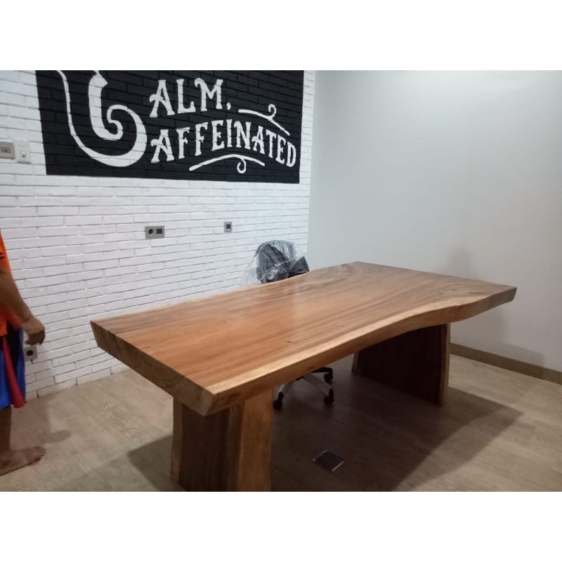 Jual Meja Kantor Kayu Trembesi Solid Natural | Shopee Indonesia