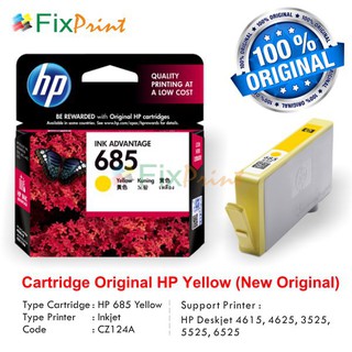 Jual Cartridge Original HP 685 Yellow CZ124AA Tinta Printer HP Deskjet 4615 4625 3525 5525 6525