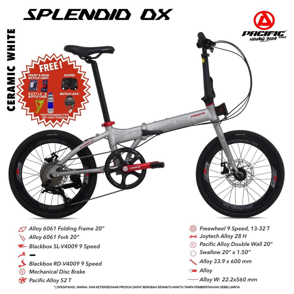 Jual SEPEDA LIPAT 20 INCH ALLOY SPLENDID DX PACIFIC | Shopee Indonesia
