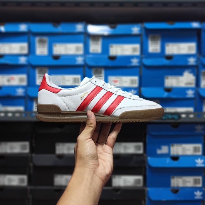 Adidas jeans cheap white red