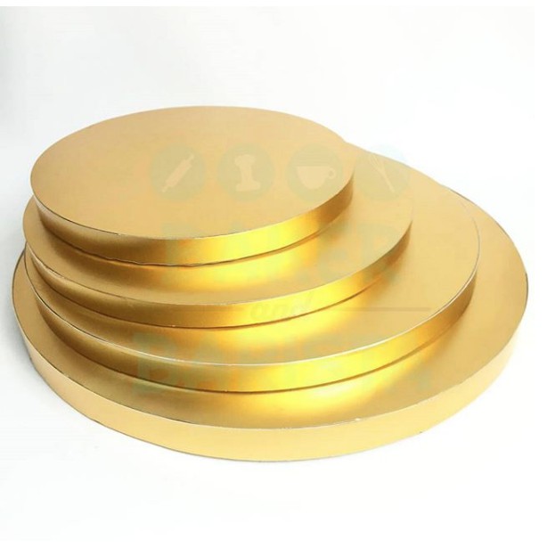 Jual Cake Drum Round Gold 25cm 30cm 35cm 40cm Tatakan Kue Tebal