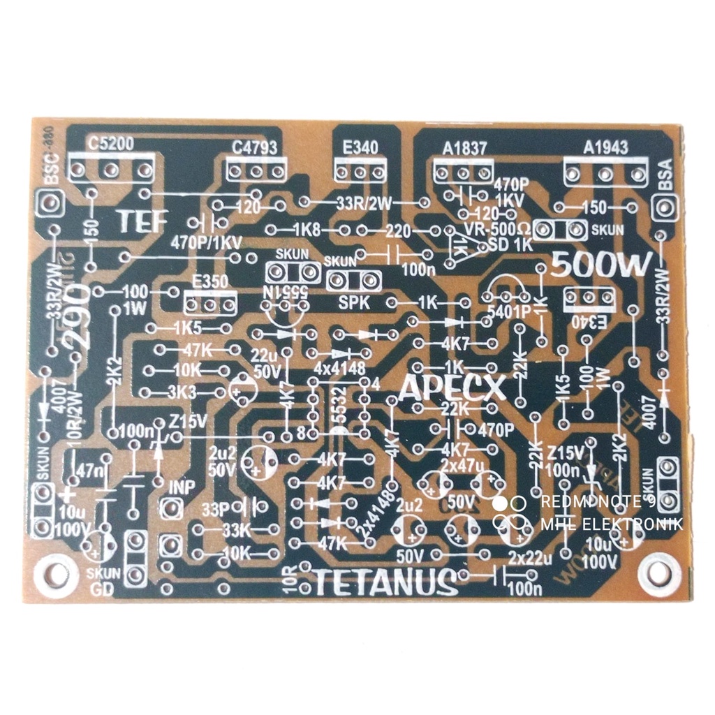 Jual PCB Power Amplifier Apex Apec TEF 500Watt Tetanus Tipe 290