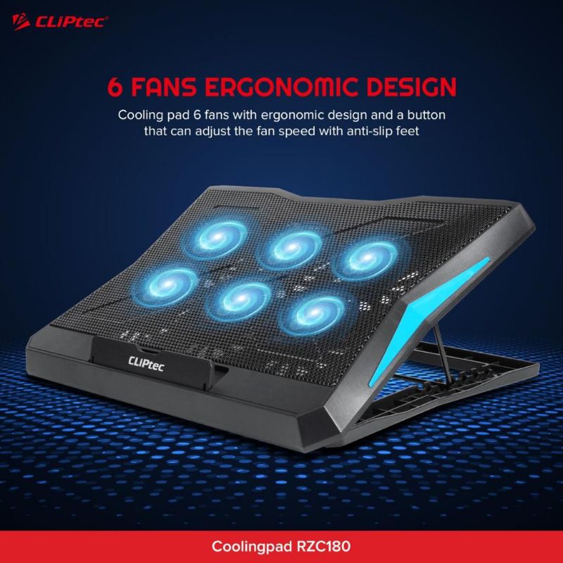 Jual Cooling Pad Laptop 6 Fan Adjustable Ergostand 17" CLIPtec RZC180 Shopee Indonesia