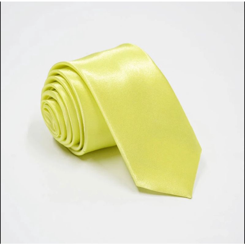 Jual Dasi polos satin warna kuning muda slim 2 inch dan medium 3 inch ...
