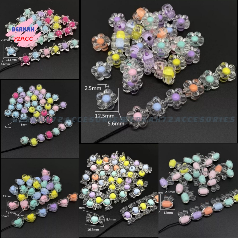 Jual Manik Manik Isi Clear Transparan Aneka Warna Dan Model Bahan Craft ...