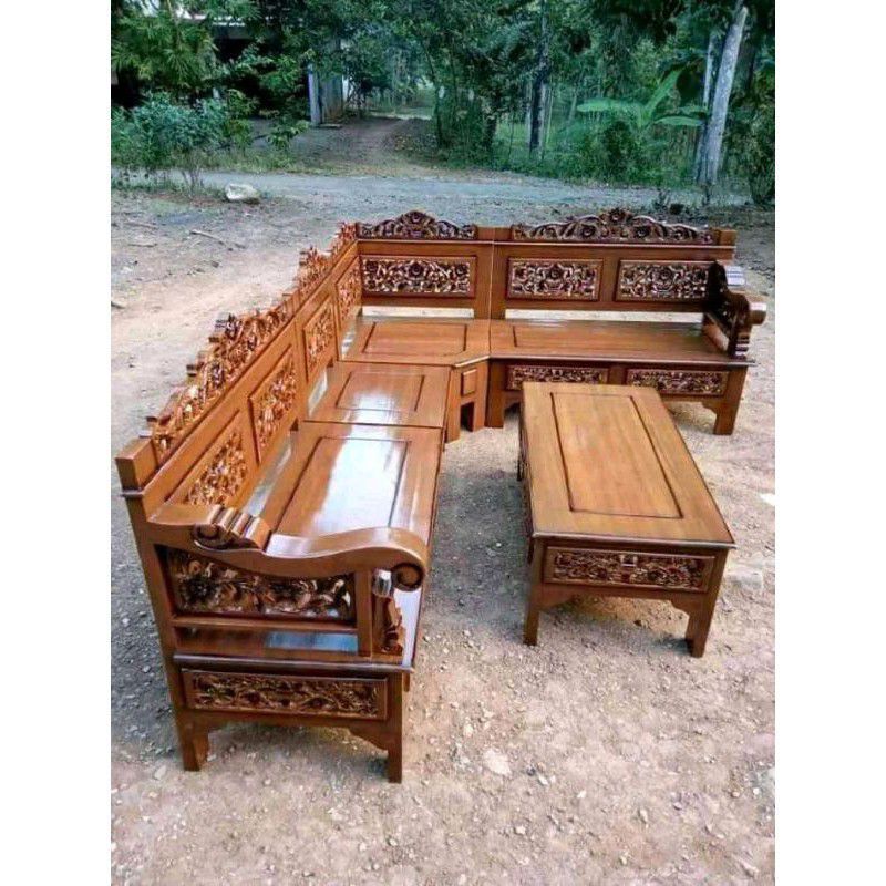 Jual Kursi Sudut Bagong Karawang Full Kayu Jati Kursi Sudut Ukir Jepara Murah Shopee Indonesia