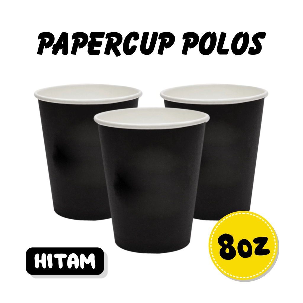 Jual PAPER CUP ( 2 PACK ) HITAM 8 oz ( POLOS ) (100 pcs) | Shopee Indonesia