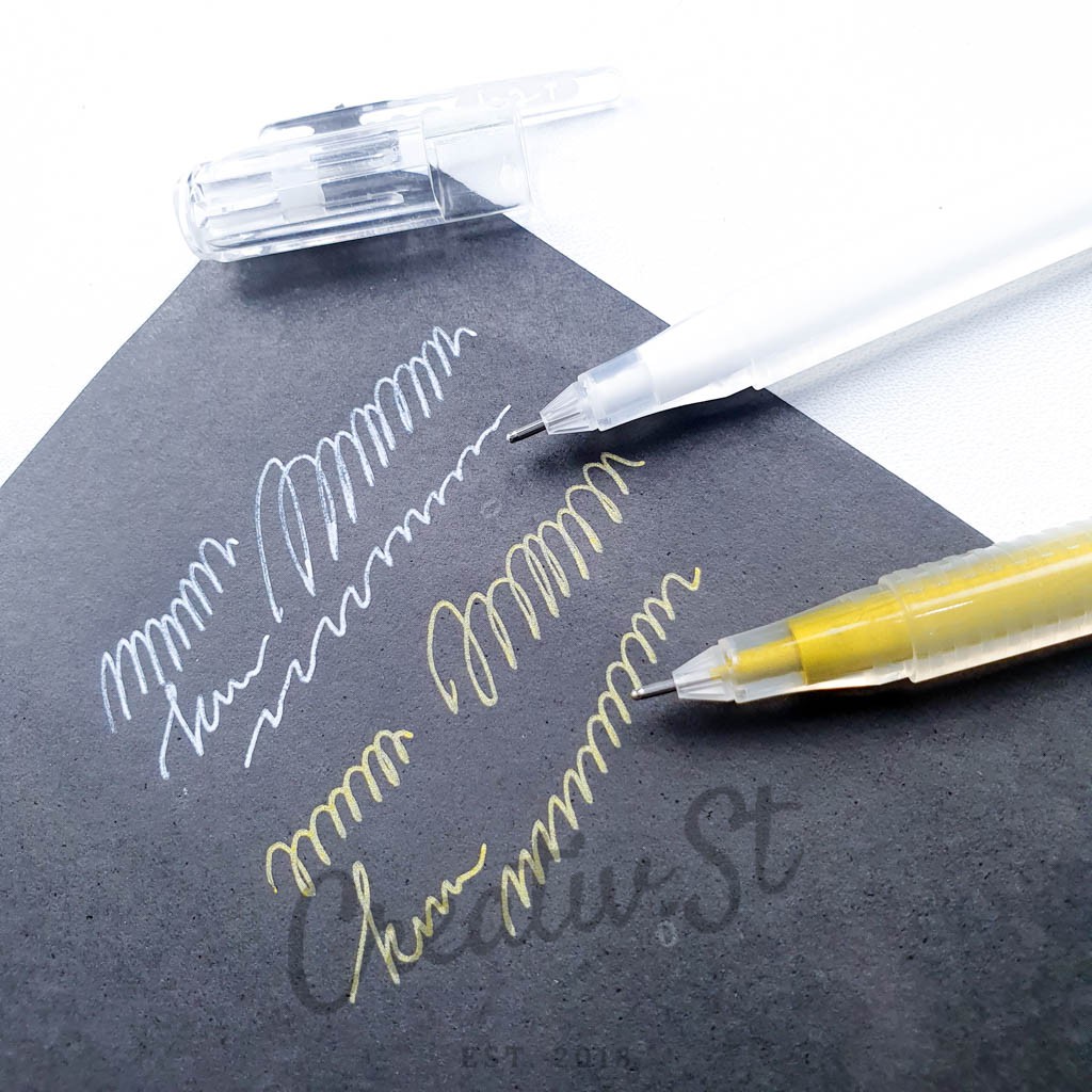 Jual Kenko White Gel Ink Pen Tgel 303 Gold 0.5 Mm Pulpen Pena Tinta Putih Emas Shopee Indonesia