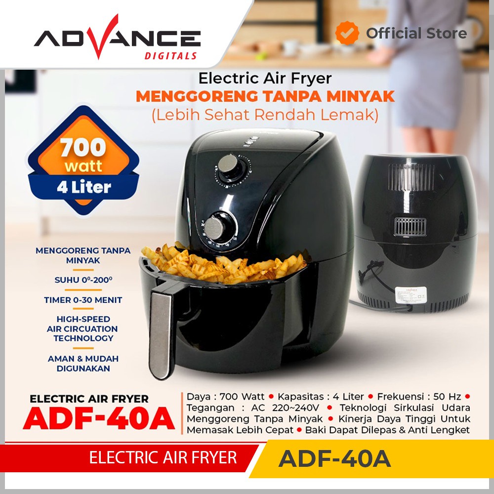 Jual Air Fryer Electric Advance ADF-40A (ADF 40A) AirFryer 4 Liter ...