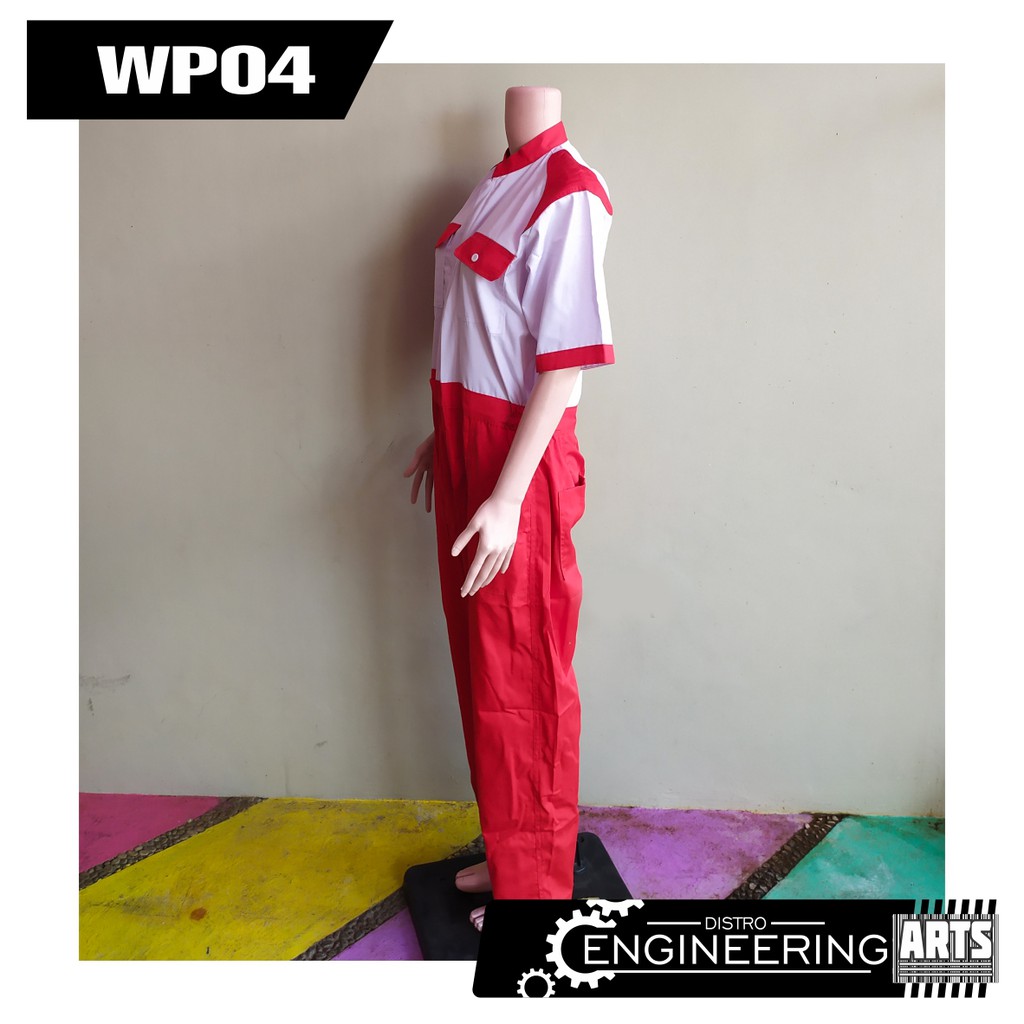 Jual Wearpack Safety Model Terusan Kombinasi Putih Merah Baju Seragam Teknisi Shopee Indonesia