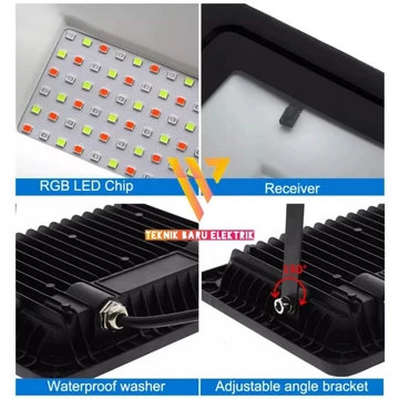 Lampu Sorot Rgb 50W Besar Warna Warni Tebal Emico Hias Taman Panggung Dekorasi Kamar Outdoor