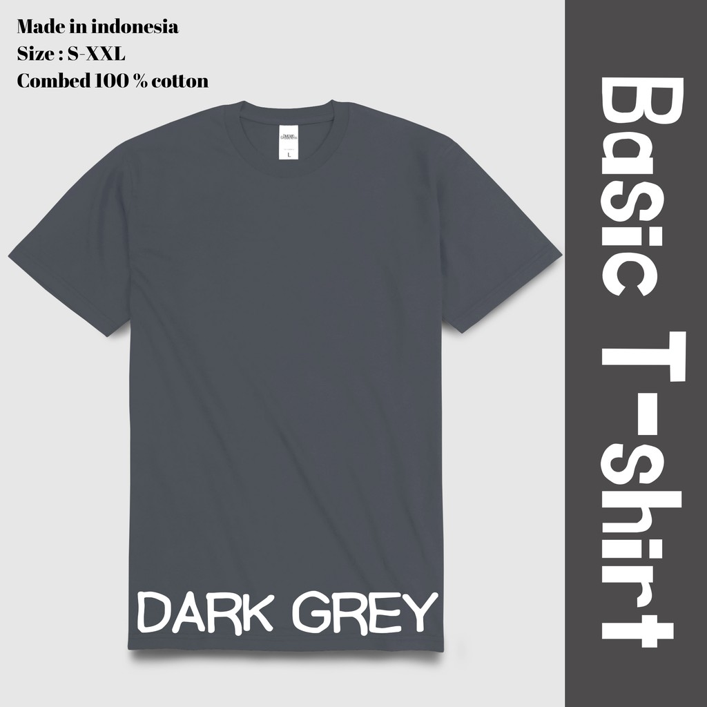 Jual Basic Tshirt / Kaos Polos Warna Abu Tua / Dark Grey | Shopee Indonesia