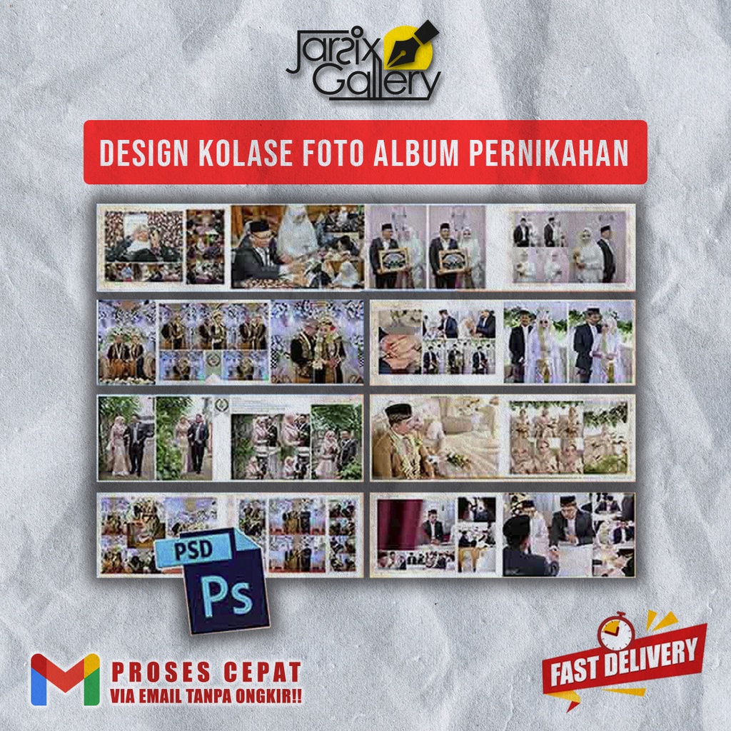 Jual Kumpulan Design Kolase Foto Album Pernikahan (Psd) Photoshop
