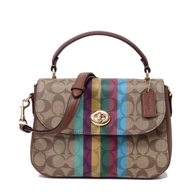 Jual COACH MARLIE TOP HANDLE SATCHEL IN BLOCKED SIGNATURE CANVAS WITH