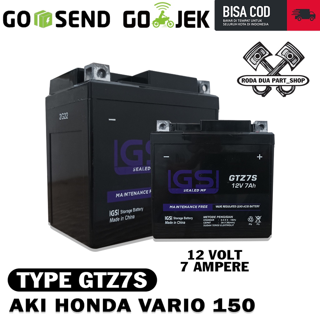 Jual AKI IGSI GTZ7S UNTUK MOTOR HONDA VARIO 150 - 7 AMPERE | Shopee