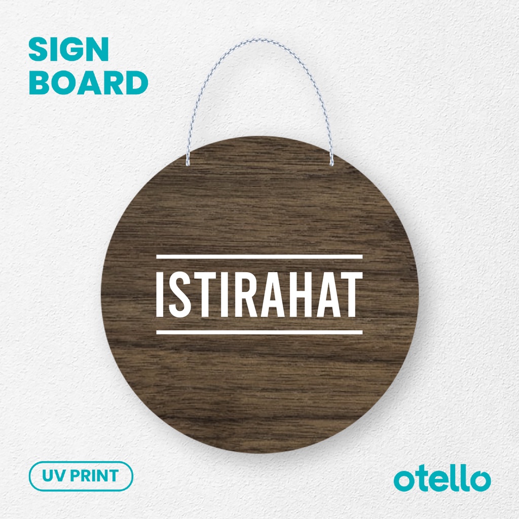 Jual Otello Papan Gantungan Tulisan Istirahat Signage Kayu Wooden