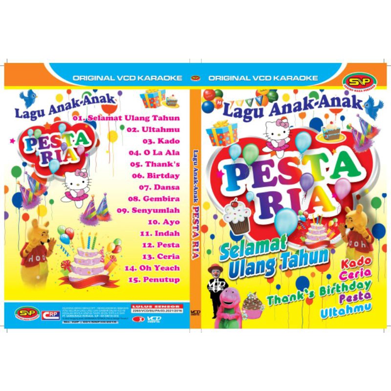 Jual Kaset lagu anak original vcd karaoke lagu anakanak pesta ria