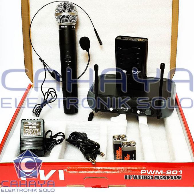 JUAL JUAL JUAL Mic Wireless Set isi 2 PVI PWM 201C B H Besar Headset Audio Nirkabel