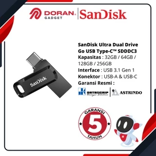 Flashdisk Flash Disk Drive OTG USB Type C 32 64 128 256 GB | 32GB 64GB 128GB 256GB  Sandisk Dual Drive SDDDC3 - Garansi 5 Tahun