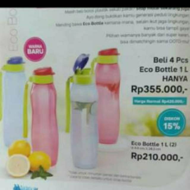 Jual Tupperware ECO BOTTLE 1 liter 1 pcs | Shopee Indonesia